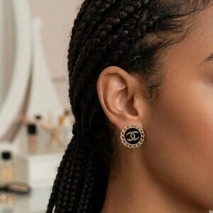✨VINTAGE CHANEL CC Repurposed Earrings - Black